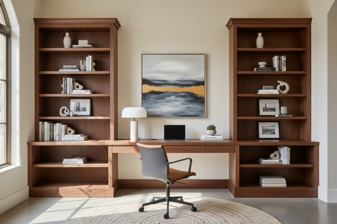 The 3 Rules for Making a Desk Between Bookcases Look Custom