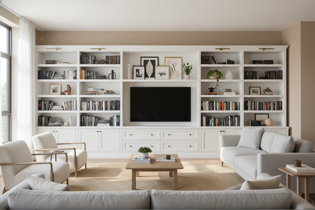 Your TV Stand Is Too Small (Try a Long Wide Bookcase Instead)