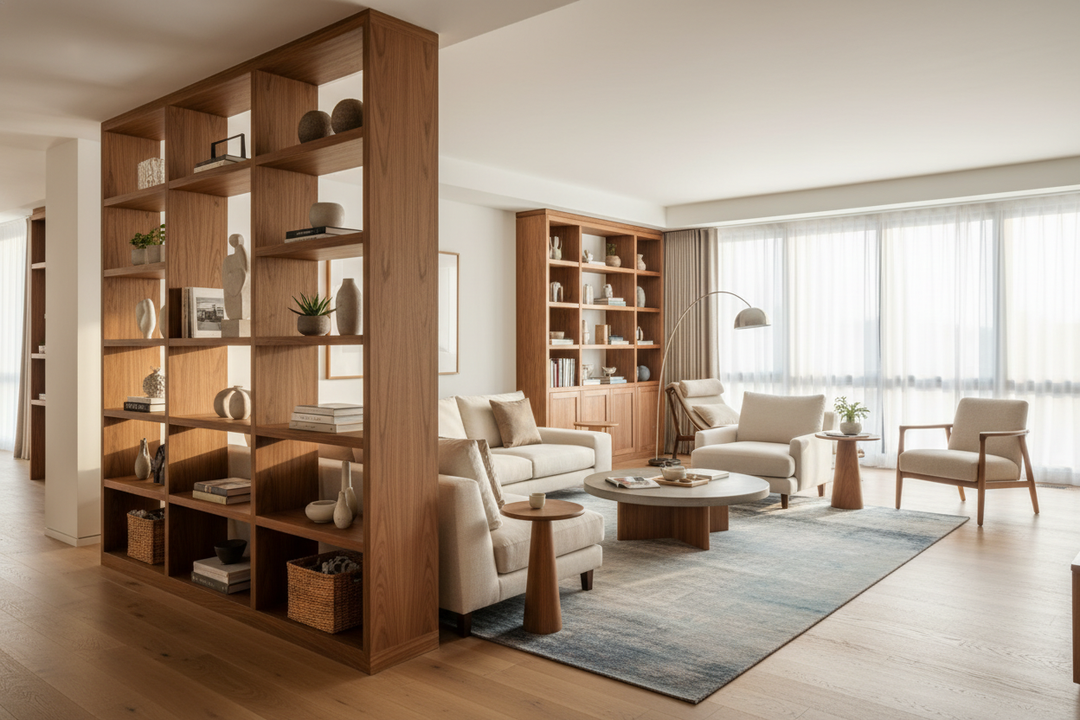 Why I Chose Wood Room Divider Shelves Over Building a Real Wall