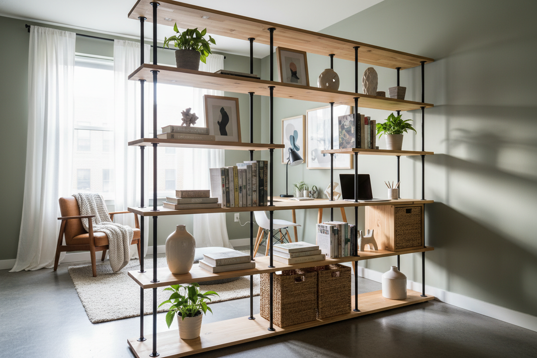 I Built a DIY Room Divider Bookcase Because Walls Are Expensive