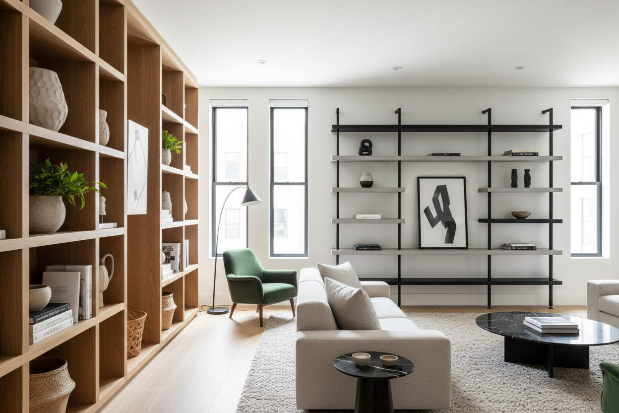 Chunky Built-Ins vs. Contemporary Living Room Shelves: What I Chose