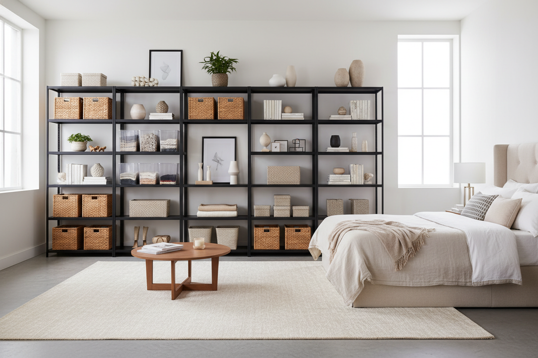 Are Heavy-Duty Room Storage Shelves Too Ugly for a Bedroom?