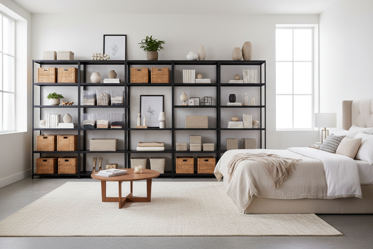 Are Heavy-Duty Room Storage Shelves Too Ugly for a Bedroom?