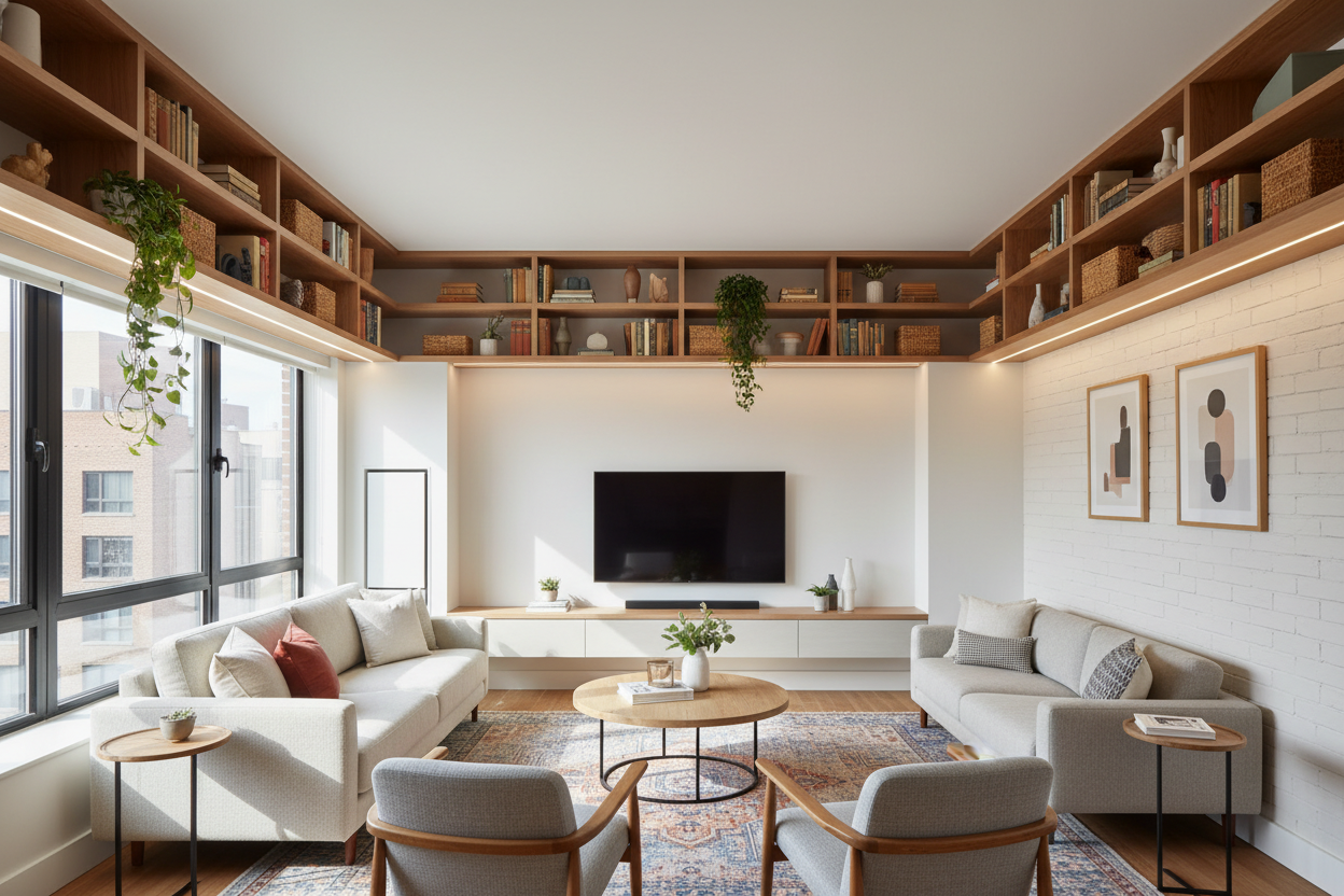 Is a Shelf Around Top of Room the Ultimate Small Space Hack?