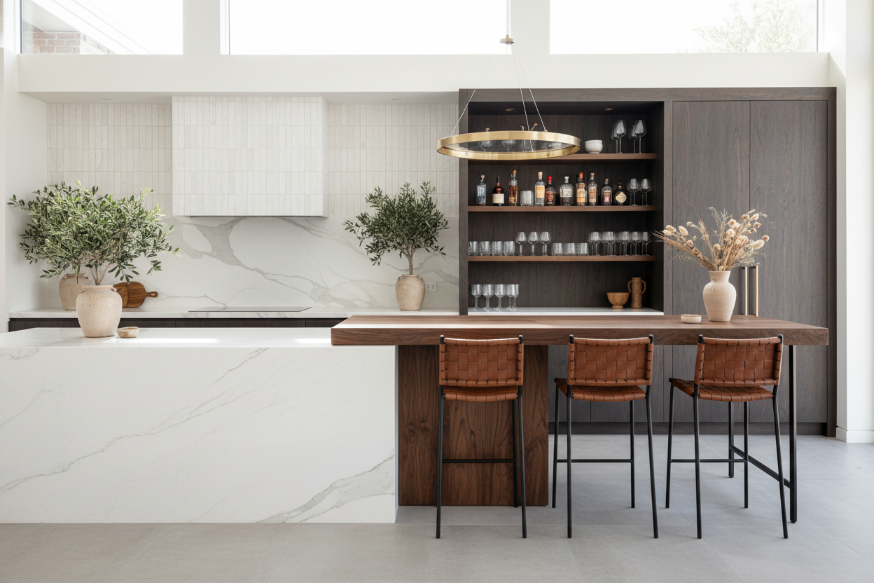 Stop Matching Your Kitchen Countertops: Bar Areas Need Contrast