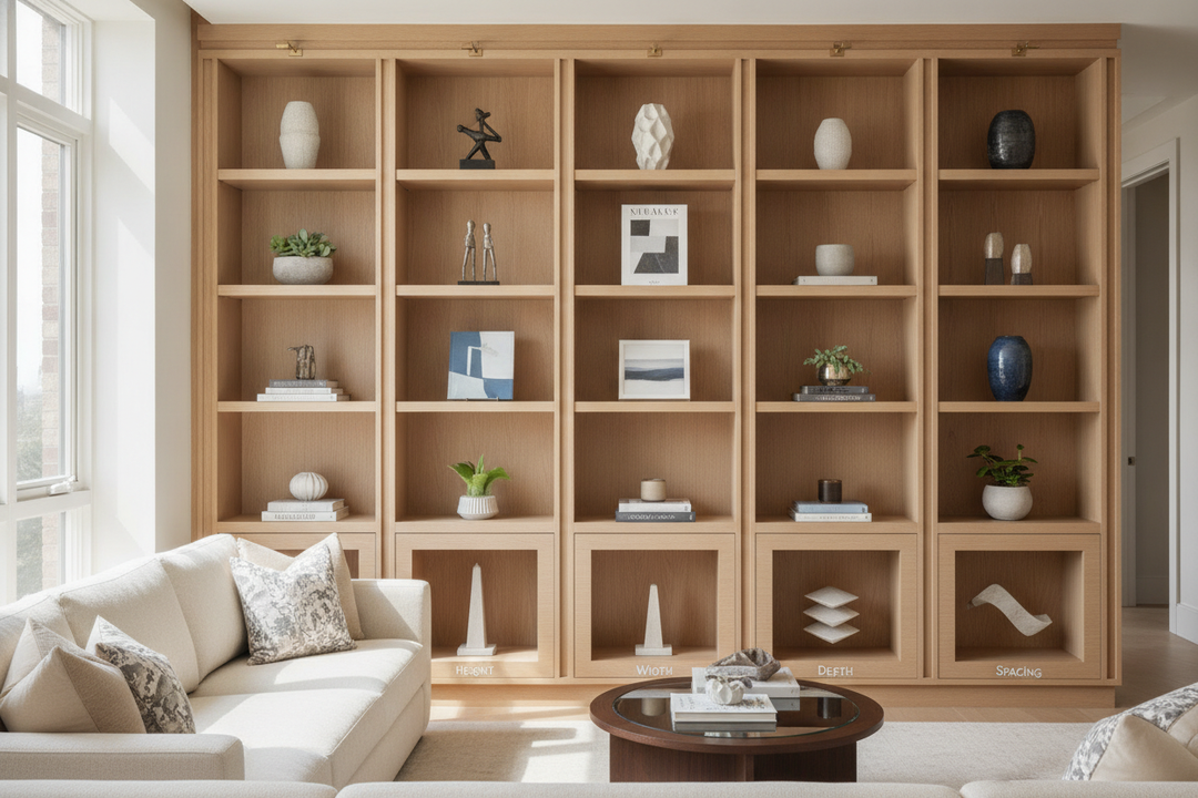 The 4 Measurements You Need for Custom Shelving Living Room Projects