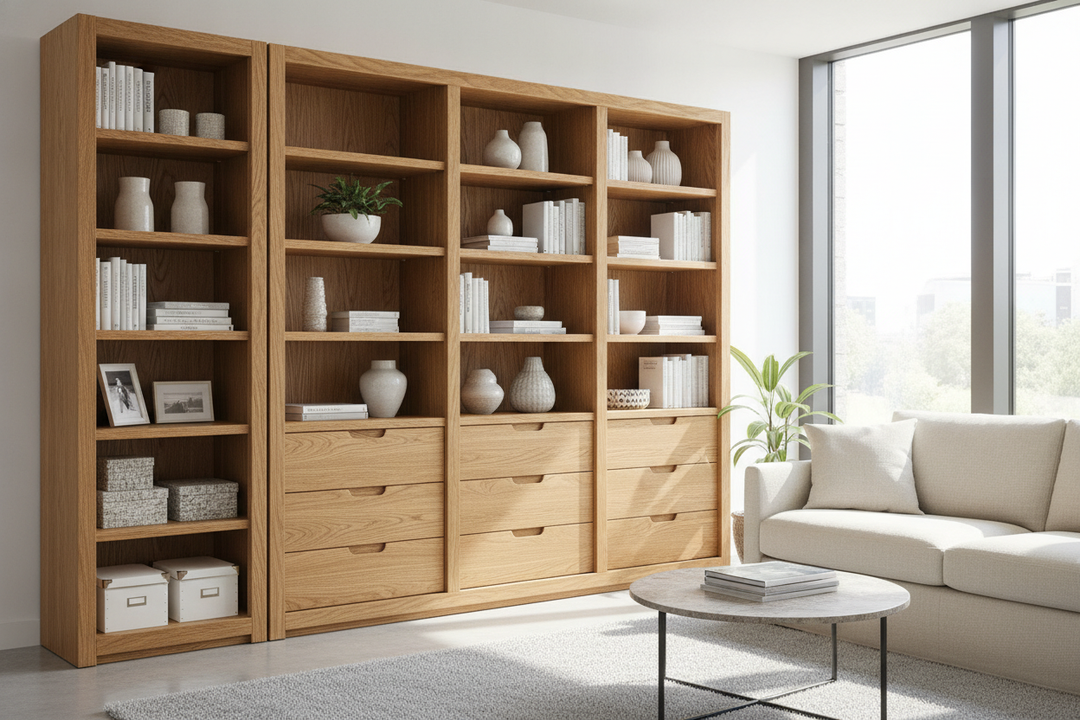 Why an Oak Bookcase With Drawers Beats Every Minimalist Shelf