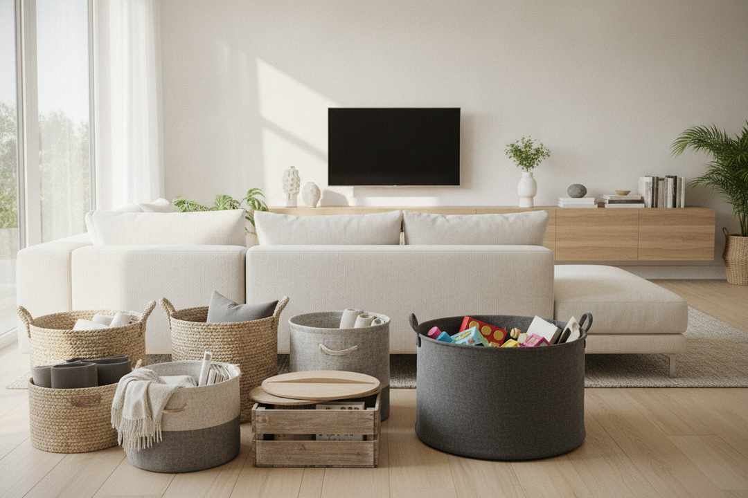 Your Clutter Needs a Floor Bin, Not Another Bookshelf