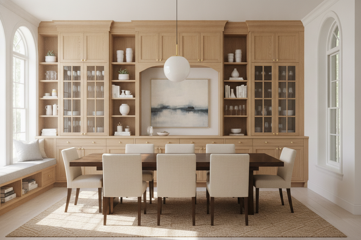 Why We Chose Built In Cabinets for Dining Room Storage