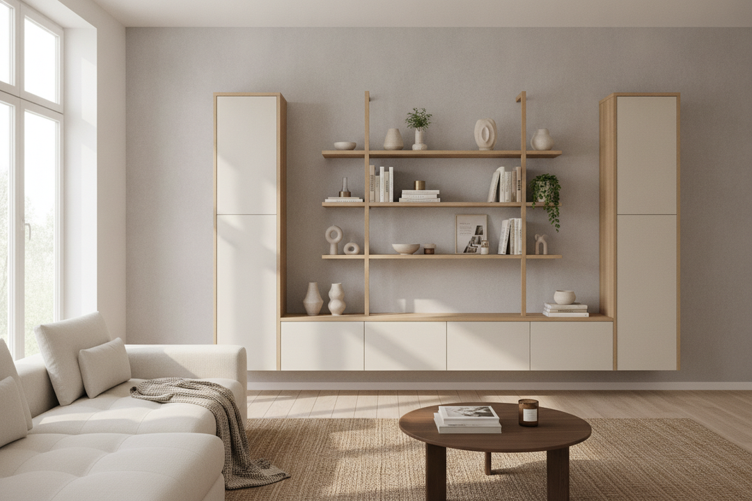 How I Finally Balanced Living Room Wall Cabinets and Shelves
