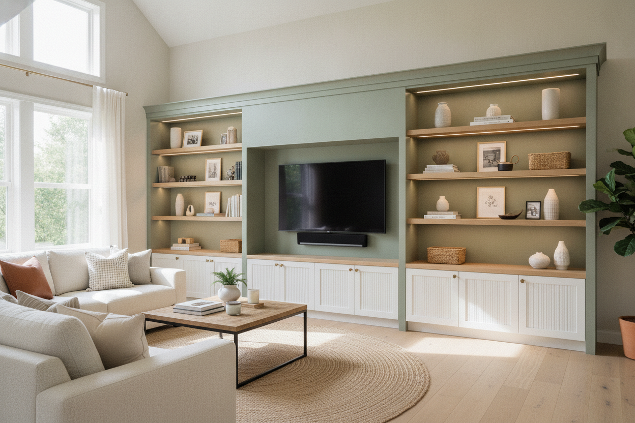 How I Hacked My Way to DIY Living Room Built In Cabinets