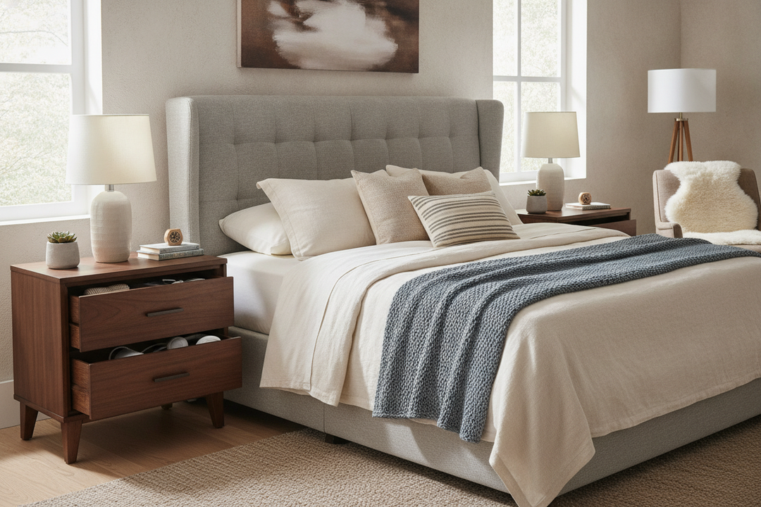 Your Bedside Tech is Ruining the Vibe: Try Two Drawer Nightstands