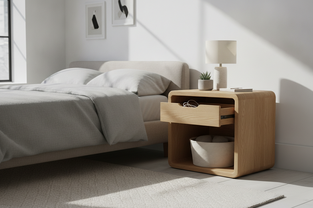 Is a Small Wood Nightstand With Drawer Enough Storage?