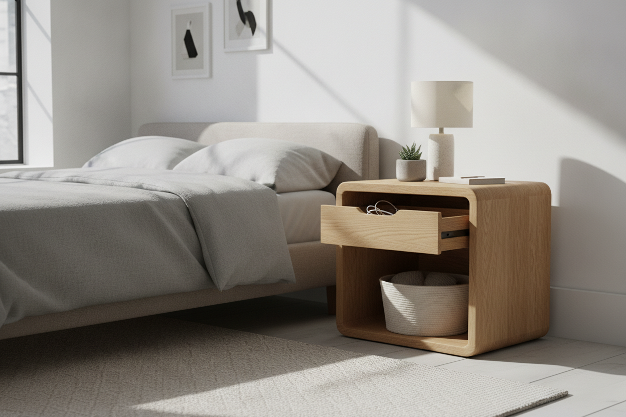 Is a Small Wood Nightstand With Drawer Enough Storage?