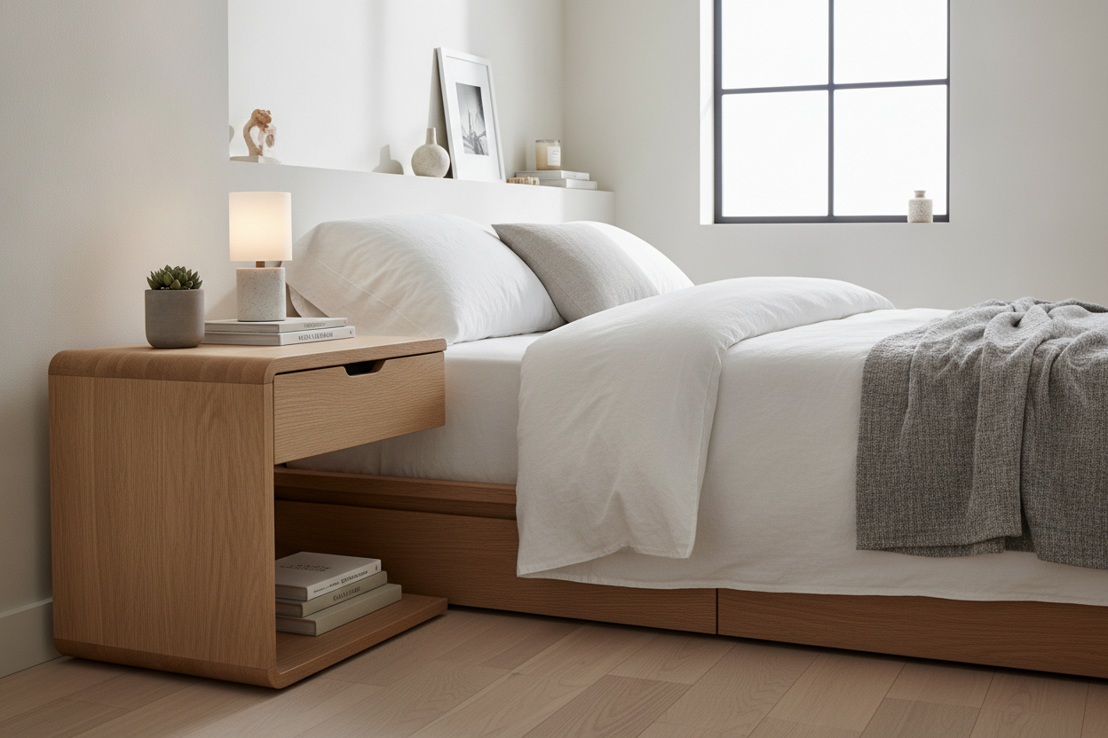 Your Tiny Room Needs a C Shaped Night Stand (Not a Clunky Table)