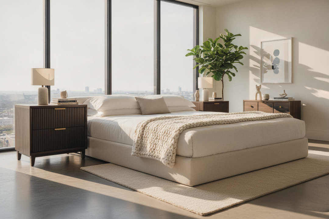 My Giant Mattress Forced Me to Buy a 32 Inch Tall Bedside Table