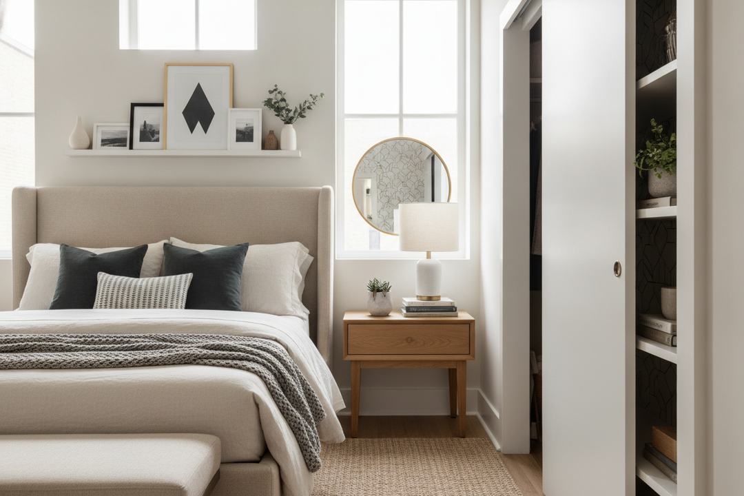 I Squeezed a 13 Inch Wide Nightstand Into My Awkward Bedroom Gap