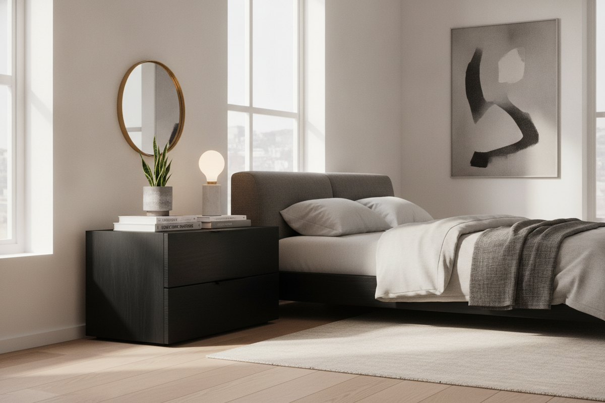 I Swore Off Dark Furniture Until I Bought a Black Nightstand
