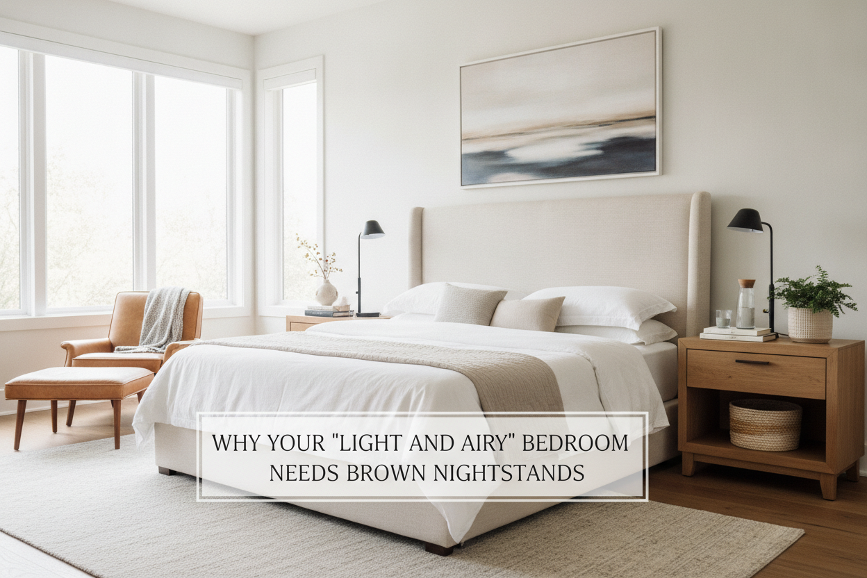 Why Your 'Light and Airy' Bedroom Needs Brown Nightstands