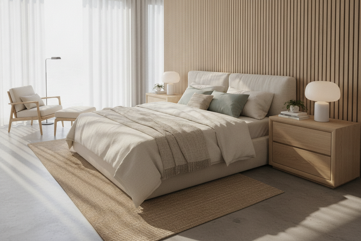 How a Light Wood Nightstand Cured My Gloomy Bedroom