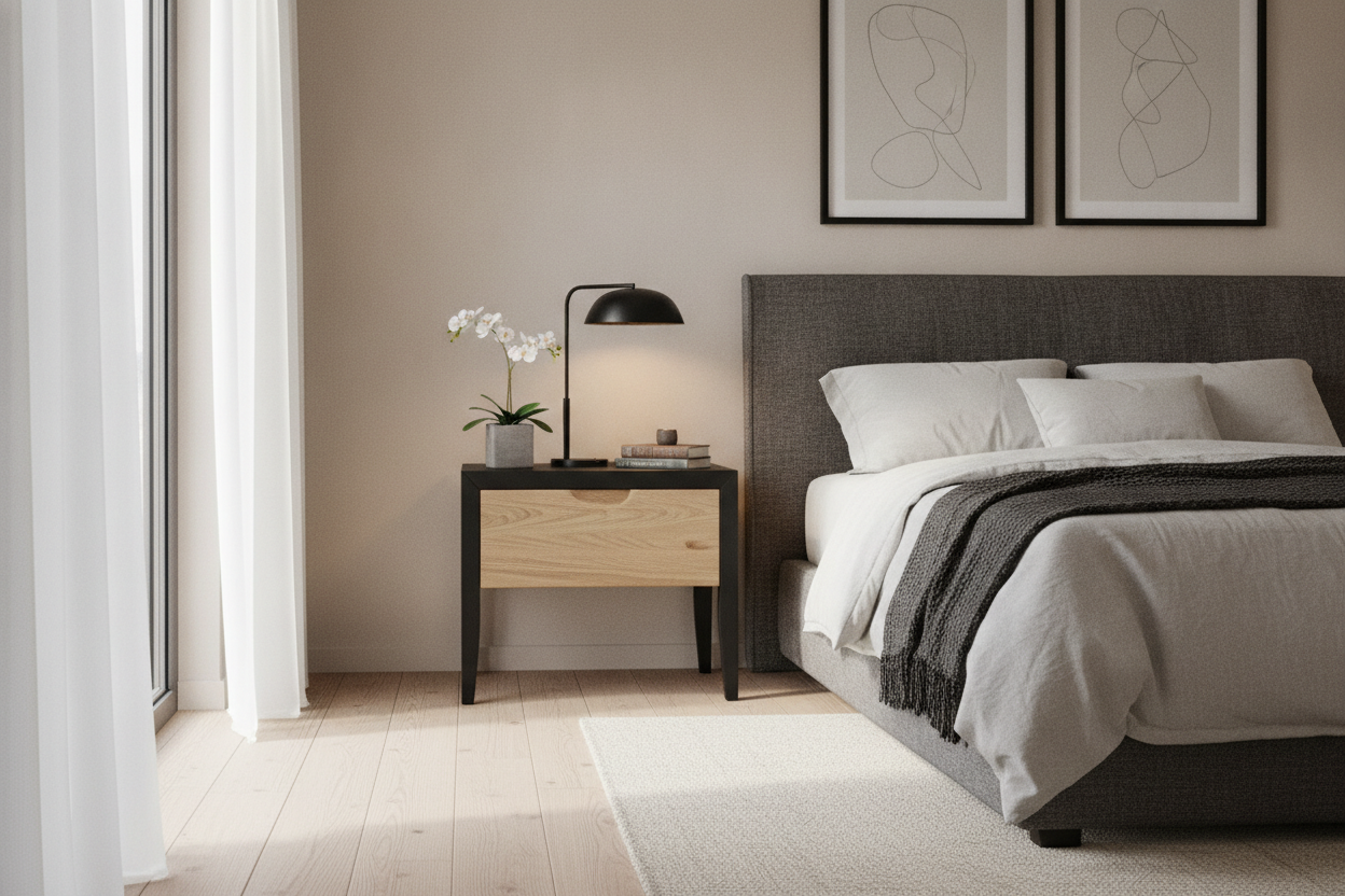 How a Black and Wood Nightstand Fixed My Boring Bedroom