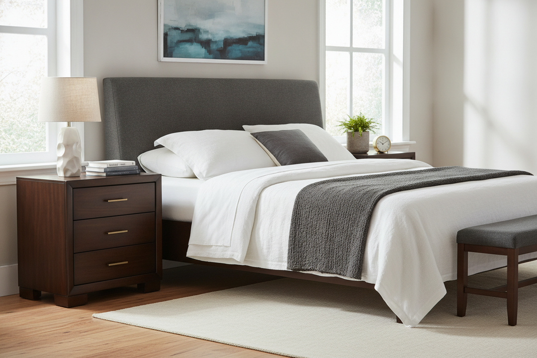Why I Gave Up on Eclectic Decor for a Dark Wood Nightstand Set