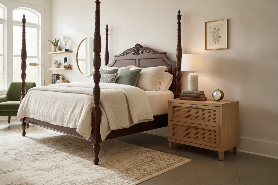 Why I Put a Target Threshold Nightstand Next to My Antique Bed