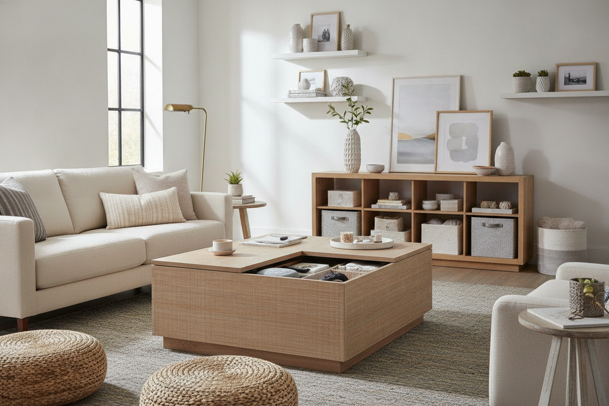 I Finally Hid My Living Room Clutter Inside a Target Storage Table