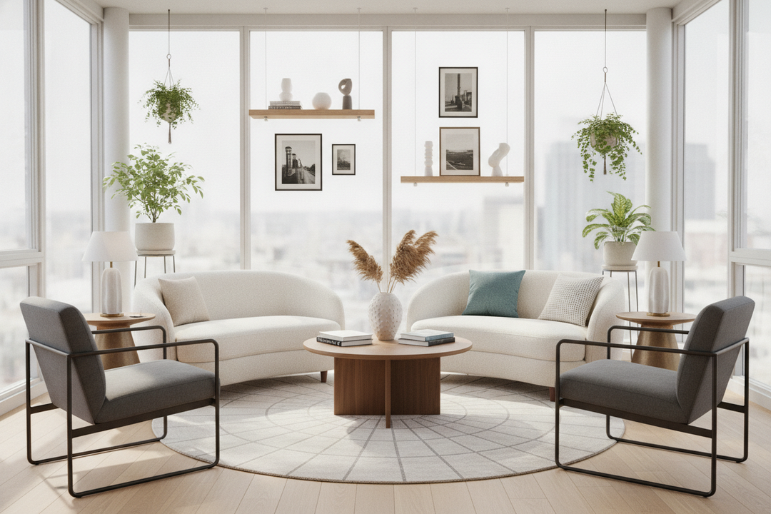The Small Sitting Room Arrangement I Use When I Have Zero Wall Space
