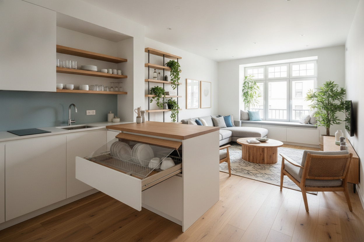 Stop Staring at Dirty Dishes: Ideas for Small Kitchen and Living Room