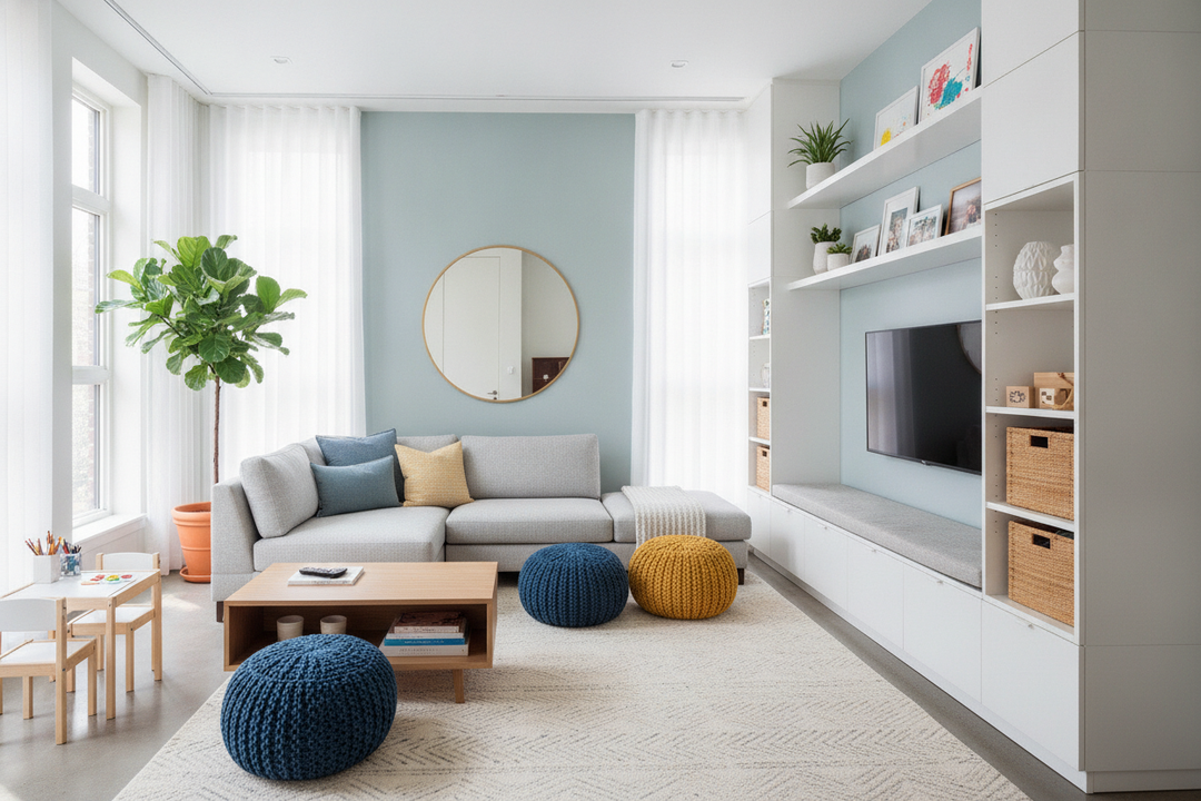 How We Fit 5 People in One Tiny Space: Small Family Room Ideas