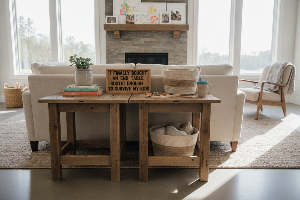 I Finally Bought an End Table Rustic Enough to Survive My Kids