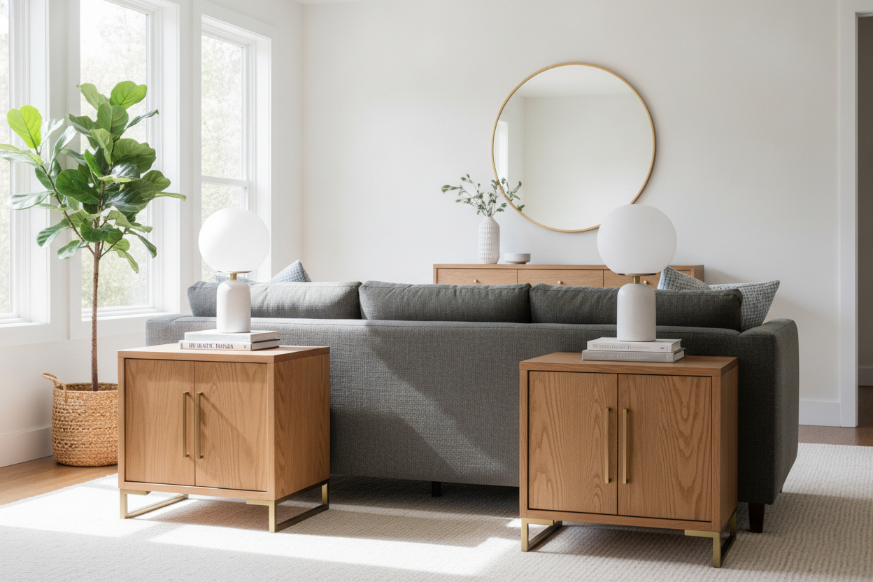 I Swapped My Messy Open Shelves for End Tables With Doors