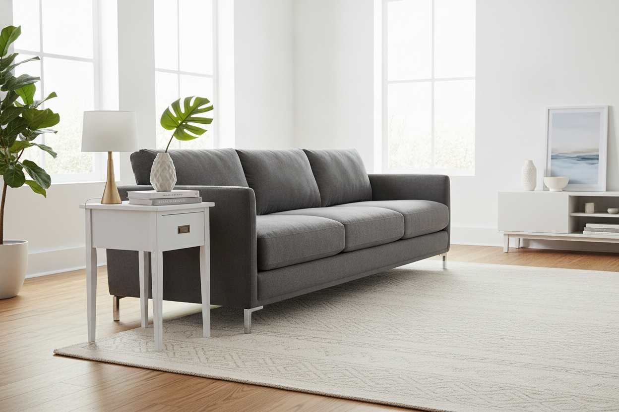 My Sofa Was Suffocating Until I Bought a White Narrow End Table