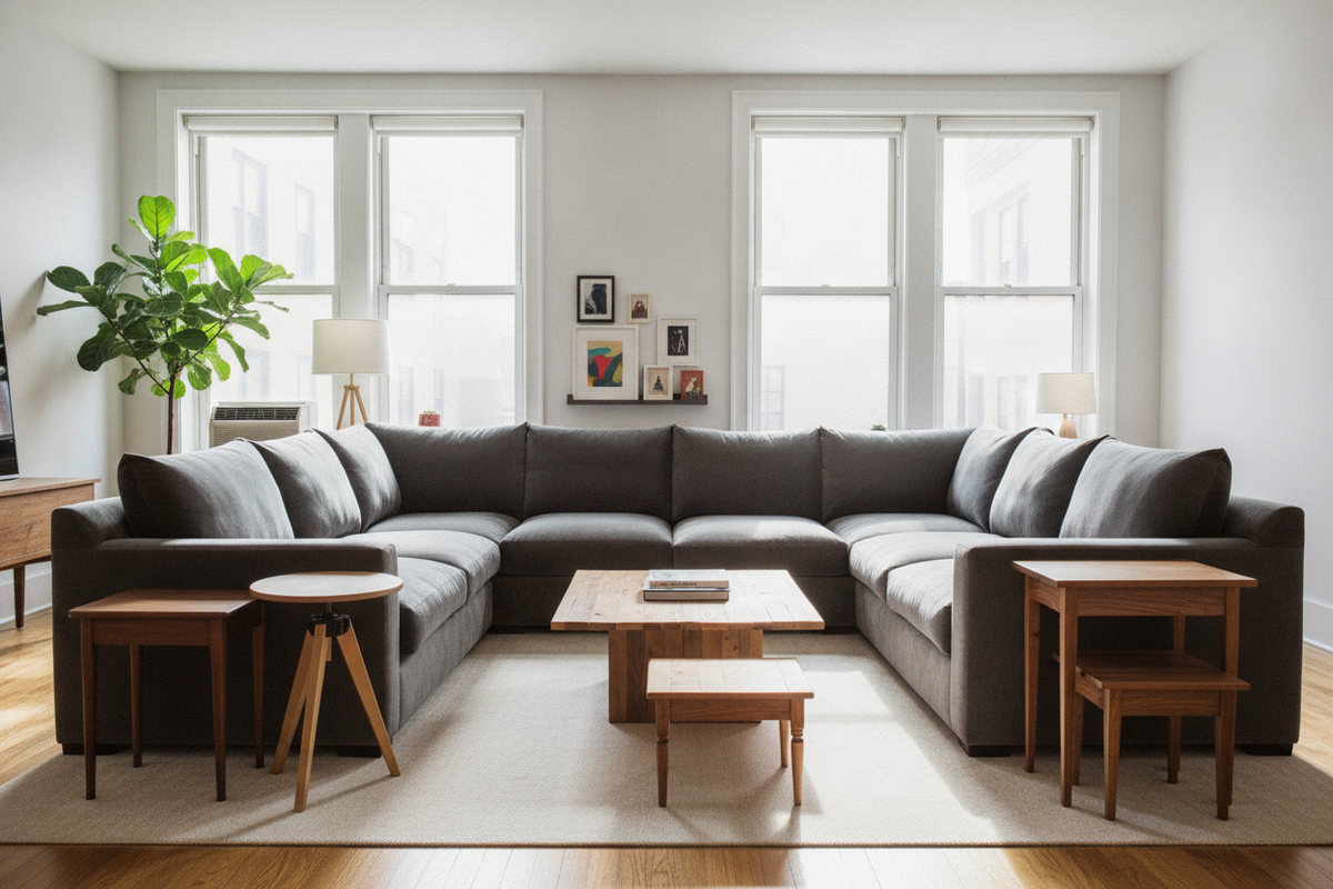 Stop Putting Wood Small End Tables Next to Giant Sofas