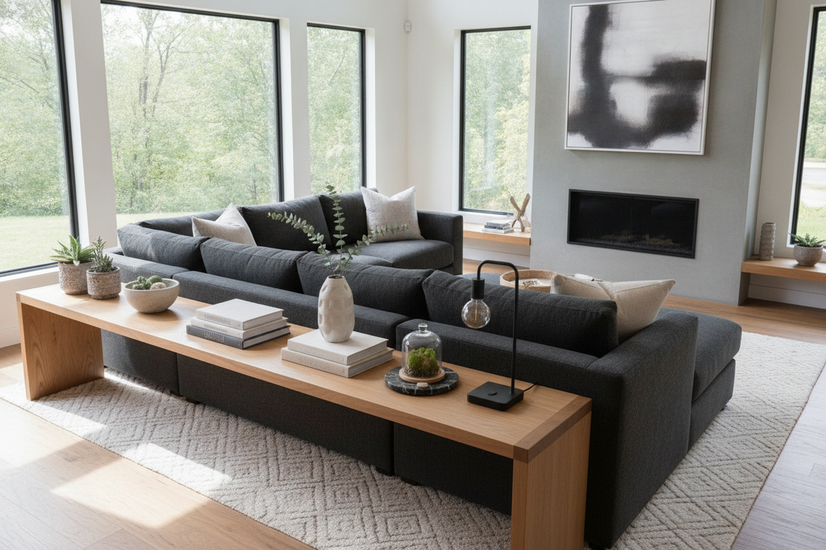 How to Style an Extra Long End Table Next to a Deep Sofa