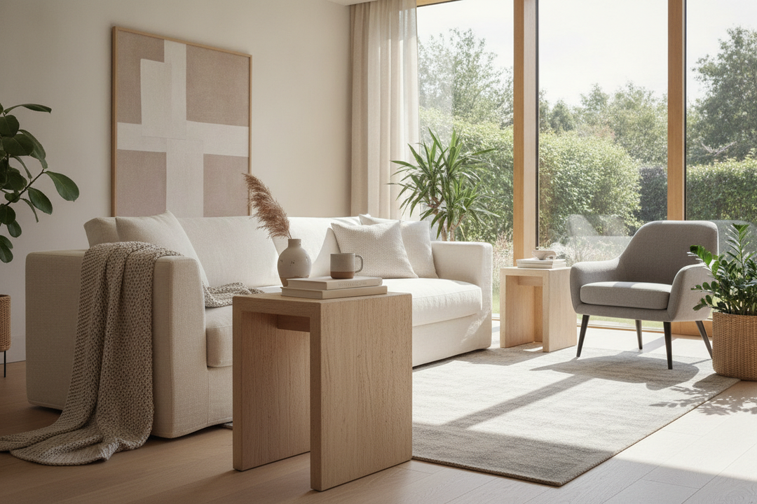 Why a Boring Neutral End Table Is Your Living Room's Secret MVP