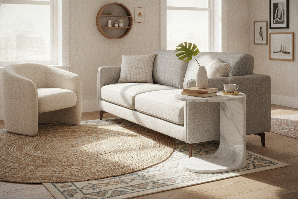 The Perfect Side Table for Small Living Room Spaces Doesn't Have 4 Legs