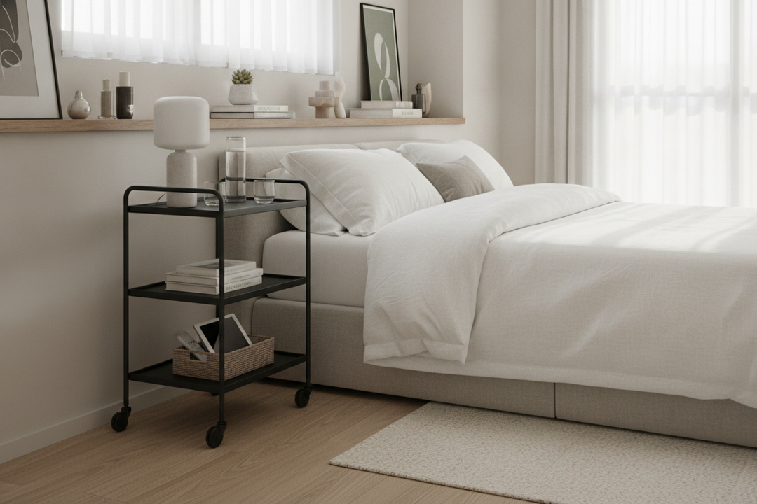 Why a Cart Side Table is Actually the Perfect Nightstand