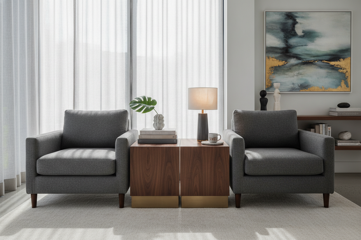 The Awkward Gap Between Your Armchairs Needs a Double Side Table