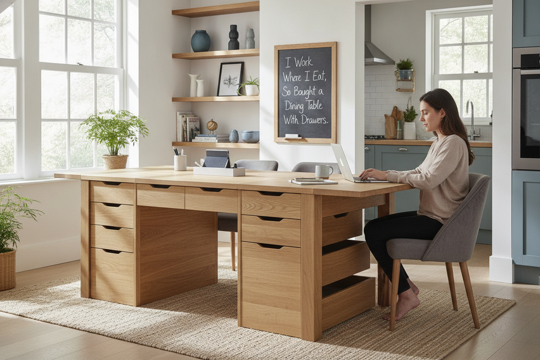 I Work Where I Eat, So I Bought a Dining Table With Drawers