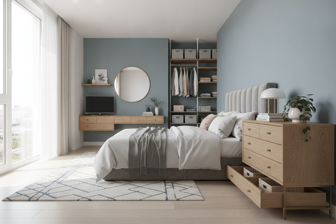 How a Chest of Drawers Side Table Saved My Zero-Closet Bedroom
