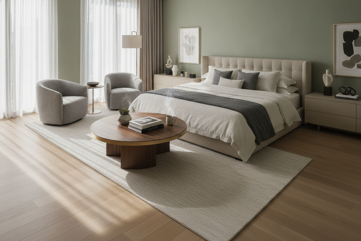 Your Awkward Primary Suite Just Needs a Bedroom Coffee Table