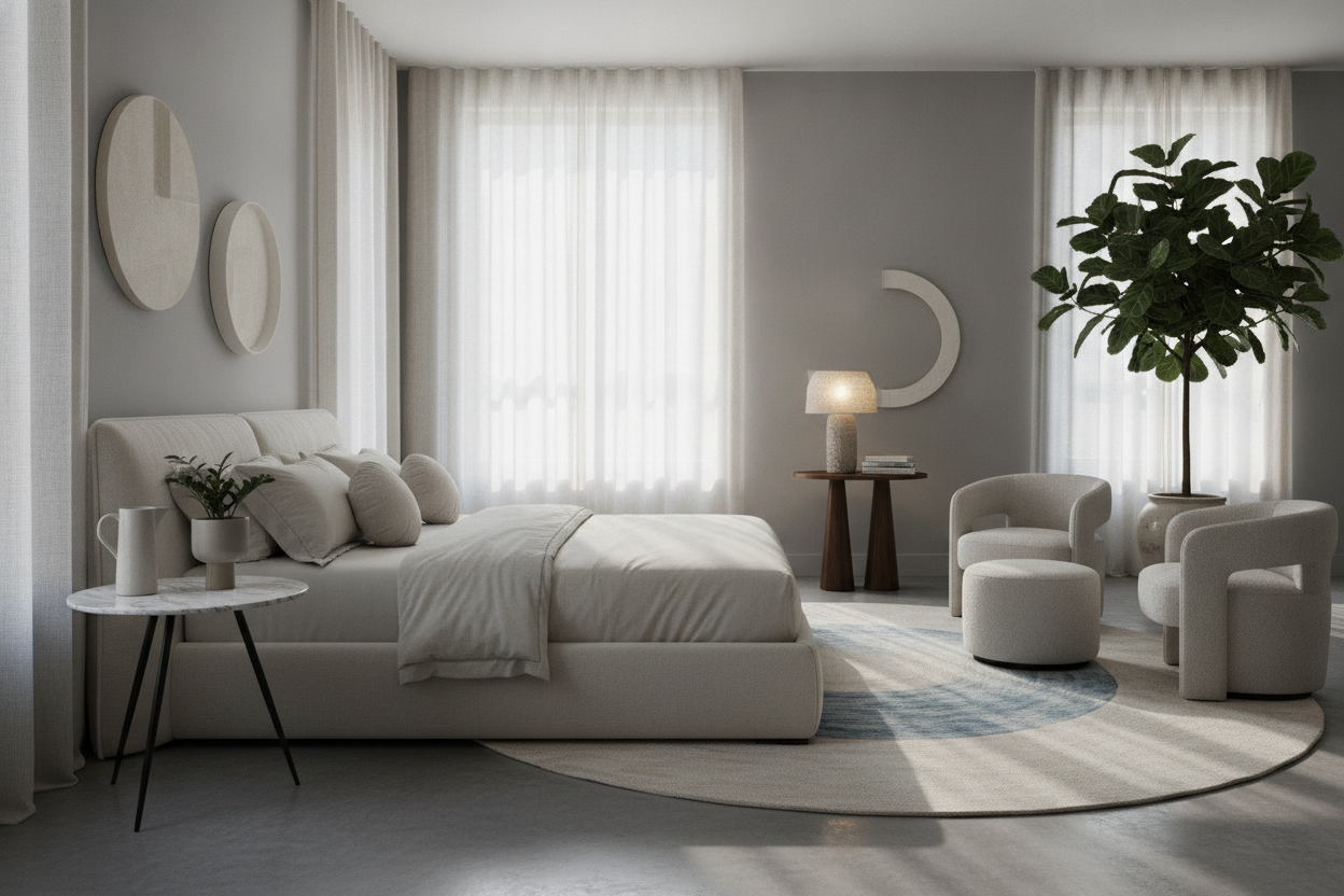 Your Bed Is Too Boxy: Round Accent Tables for Bedroom Flow