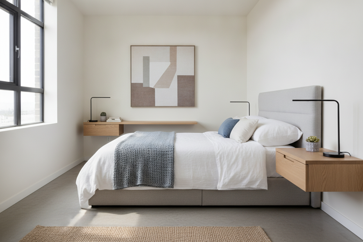 I Switched to Floating Side Tables for Bedroom Floor Space