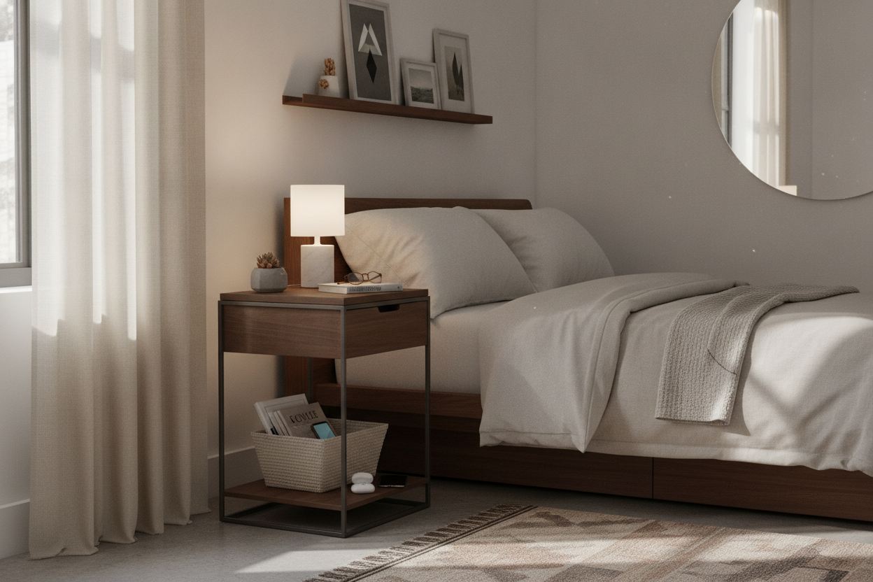 Can a Bedside Table Narrow Enough for City Living Hold Anything?