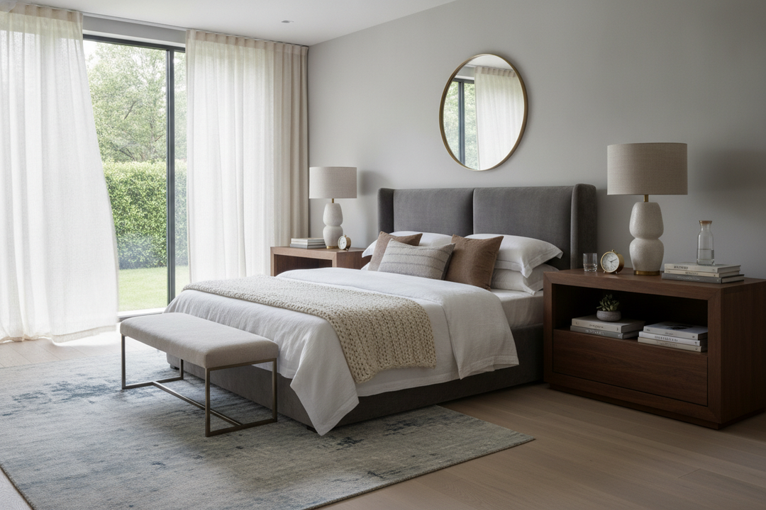 Your King Bed Deserves a Bedside Table Large Enough to Anchor It