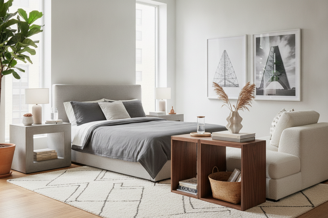 The Rectangle Bedside Table Is the Only Shape That Makes Sense