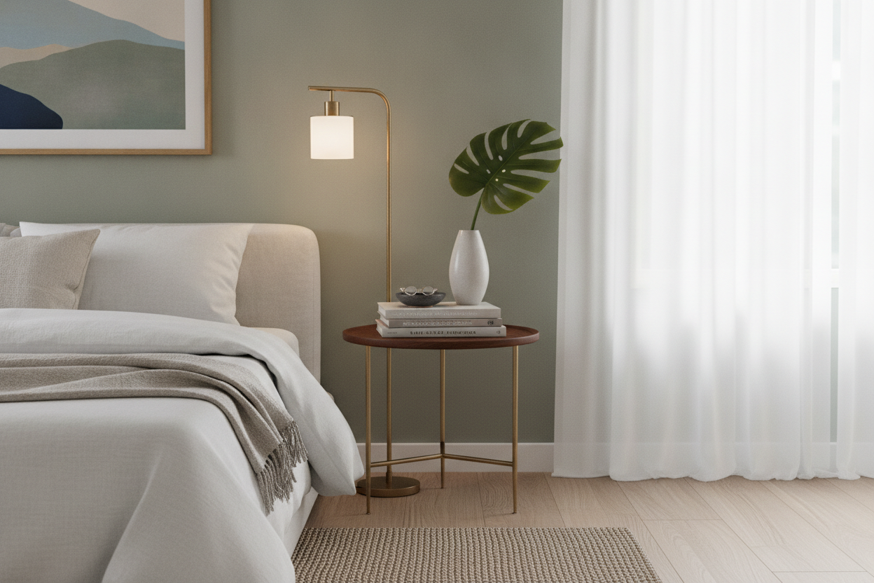 How to Stop Your Small Round Bedside Table From Looking Like a Cafe
