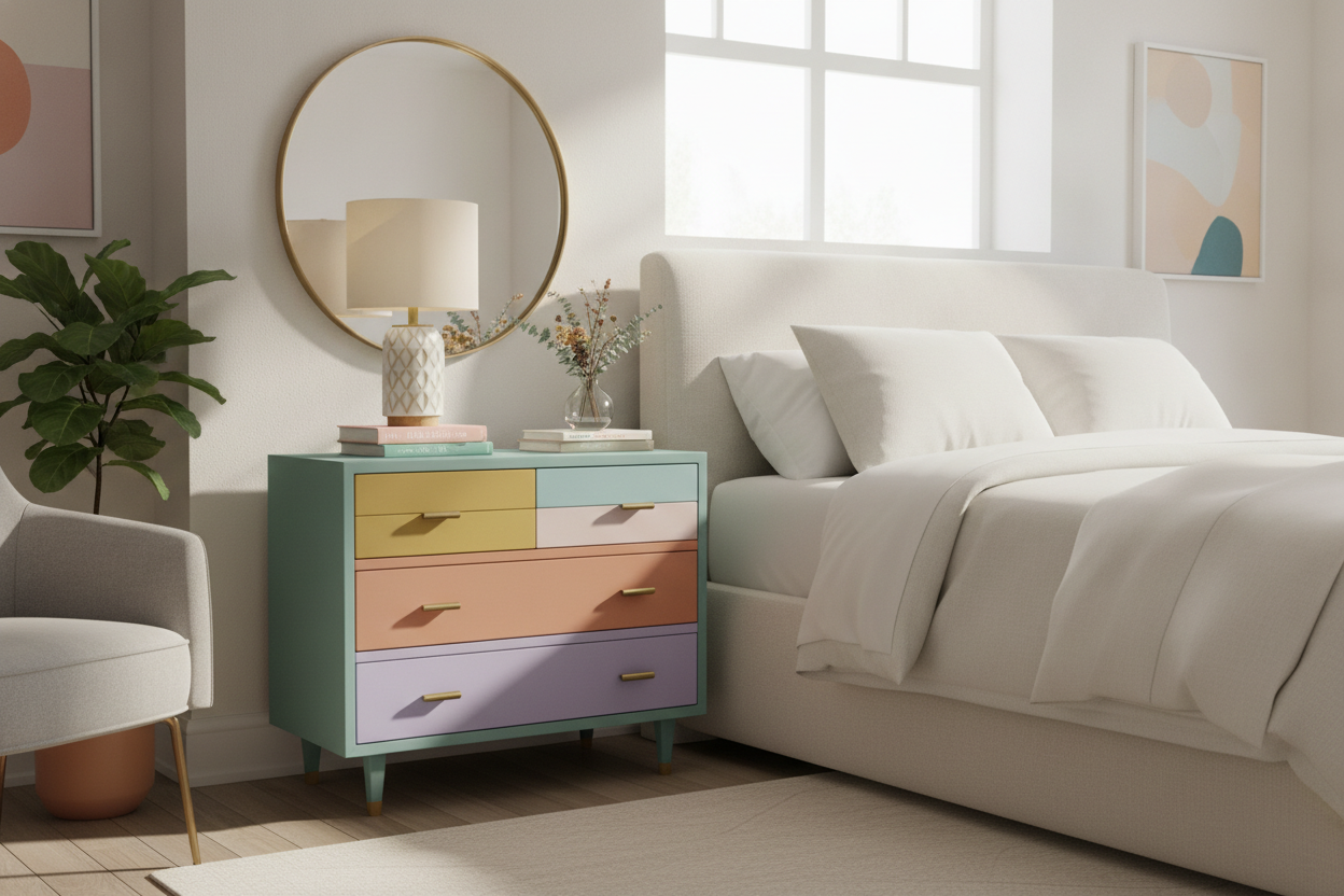 How a Colorful Bedside Table Finally Cured My 'Sad Beige' Bedroom